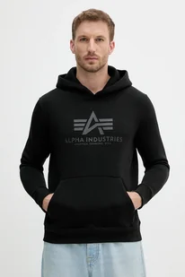 Alpha Industries bluza męska kolor czarny z kapturem z nadrukiem 146343.515 - Bluzy męskie - miniaturka - grafika 1