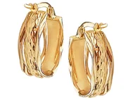 Kolczyki - Złote kolczyki 585 podłużne owalne z diamentowaniem na angielskie zapięcie - miniaturka - grafika 1