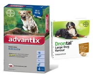 Artykuły przeciw pasożytom - Bayer Advantix dla psów 25-40kg 4 pipety x 4ml) + Drontal PLUS FLAVOUR dla psów pow.35kg 2tabl 34082-uniw - miniaturka - grafika 1