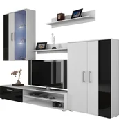 Inne meble do salonu - Meblościanka Stella MebloCross Śliwa Wallis / Czarny Połysk - miniaturka - grafika 1