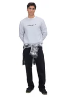 Bluzy męskie - TRENDYOL MAN BLUZA MĘSKA SZARA Z NADRUKIEM I OKRĄGŁYM DEKOLTEM XXL 5DA - miniaturka - grafika 1