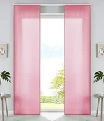 Zasłony - Zestaw 2 zasłon panelowych z mikrofibry, zasłona przesuwna, wys. x szer. 245 x 60 cm, kolor różowy, matowy wózek panelowy, drążki obciążające, 85600N2 - miniaturka - grafika 1