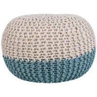 Taborety i hokery - Beliani Puf 50 x 35 cm niebiesko-beżowy CONRAD - miniaturka - grafika 1
