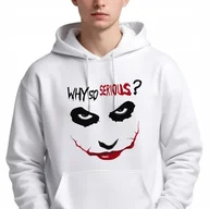 Bluzy męskie - BLUZA MĘSKA Biała Z Kapturem Prezent Dla Fana JOKERA WHY SO SERIOUS? Wz M - miniaturka - grafika 1