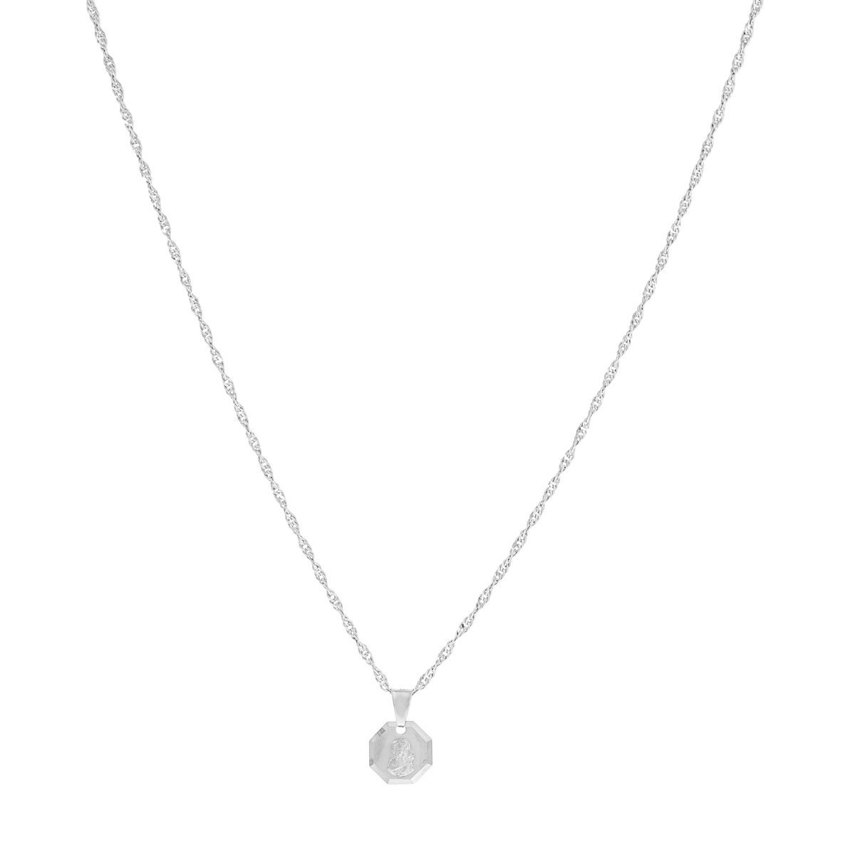 Srebrny Komplet łańcuszek singapur 45 cm+ medalik pr. 925