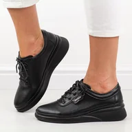 Półbuty damskie - Czarne skórzane półbuty damskie Vinceza 7922 - miniaturka - grafika 1