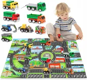 Zabawki zdalnie sterowane - ZESTAW SAMOCHODÓW + MATA DLA DZIECI DO ZABAWY MINI AUTA I CIĘŻARÓWKI - miniaturka - grafika 1