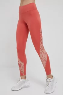 Legginsy - Reebok legginsy treningowe damskie kolor pomarańczowy wzorzyste - grafika 1