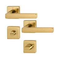 Klamki - Dallas - Klamki z kwadratowym szyldem do WC z mosiądzu, złoty F78 Resista - miniaturka - grafika 1