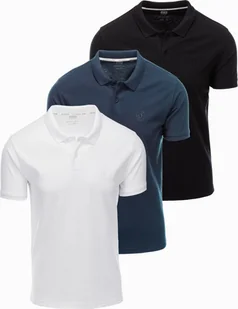 Komplet męskich bawełnianych t-shirtów polo BASIC czarny/granatowy/biały V1 OM-POBS-0133 S - Koszulki męskie - miniaturka - grafika 1