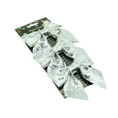 Ozdoby bożonarodzeniowe - Kokardki 10 cm 3 sztuki srebrny - miniaturka - grafika 1