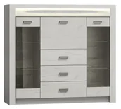 Komody - Komoda z barkiem i witryną kraft biały E7-W49 - miniaturka - grafika 1