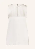 Bluzki damskie - Calvin Klein Bluzka Bez Rękawów Z Satyny Z Wycięciami weiss - miniaturka - grafika 1
