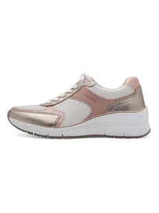 Tamaris Skórzane sneakersy w kolorze biało-jasnoróżowym - Trampki damskie - miniaturka - grafika 1
