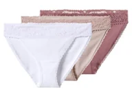 Majtki damskie - esmara® Majtki slipy damskie z bawełną, 3 pary (ciemnoróżowy/różowy/biały, XL(48/50)) - miniaturka - grafika 1