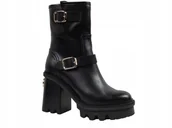 Botki damskie - Czarne botki damskie Carinii B9754_-E50 skóra modne eleganckie r.39 - miniaturka - grafika 1