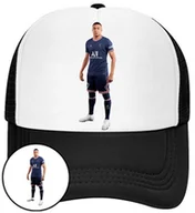 Czapki i chusty sportowe męskie - Czapka z Daszkiem Kylian Mbappe Czarna z Nadrukiem Siatka Bejsbolówka - miniaturka - grafika 1