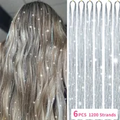 Pozostałe akcesoria fryzjerskie - TEMU 6 szt. Zielony Złoty Mleczny Biały Srebrny Czerwony Niebieski Fioletowy 48 Cali Metalowe Włosy z Wysokotemperaturowej Włókna Przedłużanie Włosów - miniaturka - grafika 1