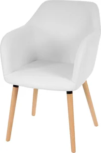Krzesło do jadalni Malmö T381, krzesło kuchenne, design retro 50s ~ imitacja skóry , białe, jasne nogi - Krzesła - miniaturka - grafika 1