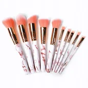 Pędzle do makijażu - Deni carte Zestaw Pedzli do makijażu marmurkowe 10 - miniaturka - grafika 1
