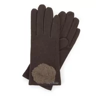 Rękawiczki - Damskie rękawiczki wełniane z rozetką - miniaturka - grafika 1