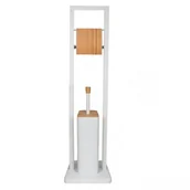 Akcesoria do wc - Szczotka Wc stojak na papier toaletowy Bambus biel - miniaturka - grafika 1