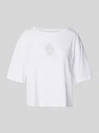Koszulki i topy damskie - T-shirt krótki z nadrukiem z logo - miniaturka - grafika 1
