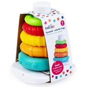 Zabawki interaktywne dla dzieci - Zabawka edukacyjna TULIFUN Piramidka Kolorowe obręcze TF30128 - miniaturka - grafika 1