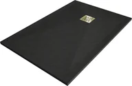 Brodziki prysznicowe - Mexen Stone+ brodzik kompozytowy prostokątny 130 x 70 cm, czarny, maskownica złota - 44707013-G - miniaturka - grafika 1