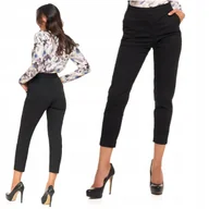 Spodnie damskie - Spodnie Damskie Chinosy Eleganckie z Gumką w Pasie Czarne MORAJ r. 38 - miniaturka - grafika 1