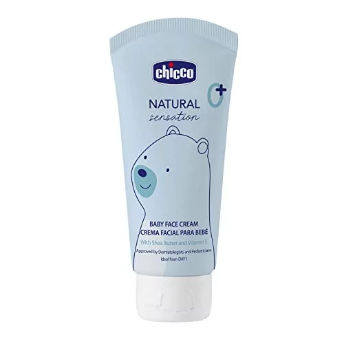 CHICCO Natural Sensation Krem do twarzy z masłem shea i witaminą E, chroni skórę przed środkami zewnętrznymi i zaczerwienieniami, działanie regenerujące barierę skóry, nawilżające i ochronne, 50 ml