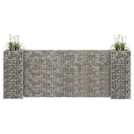 Donice - Vida Donica gabionowa w kształcie H drut stalowy 260x40x100 cm V-145661 - miniaturka - grafika 1