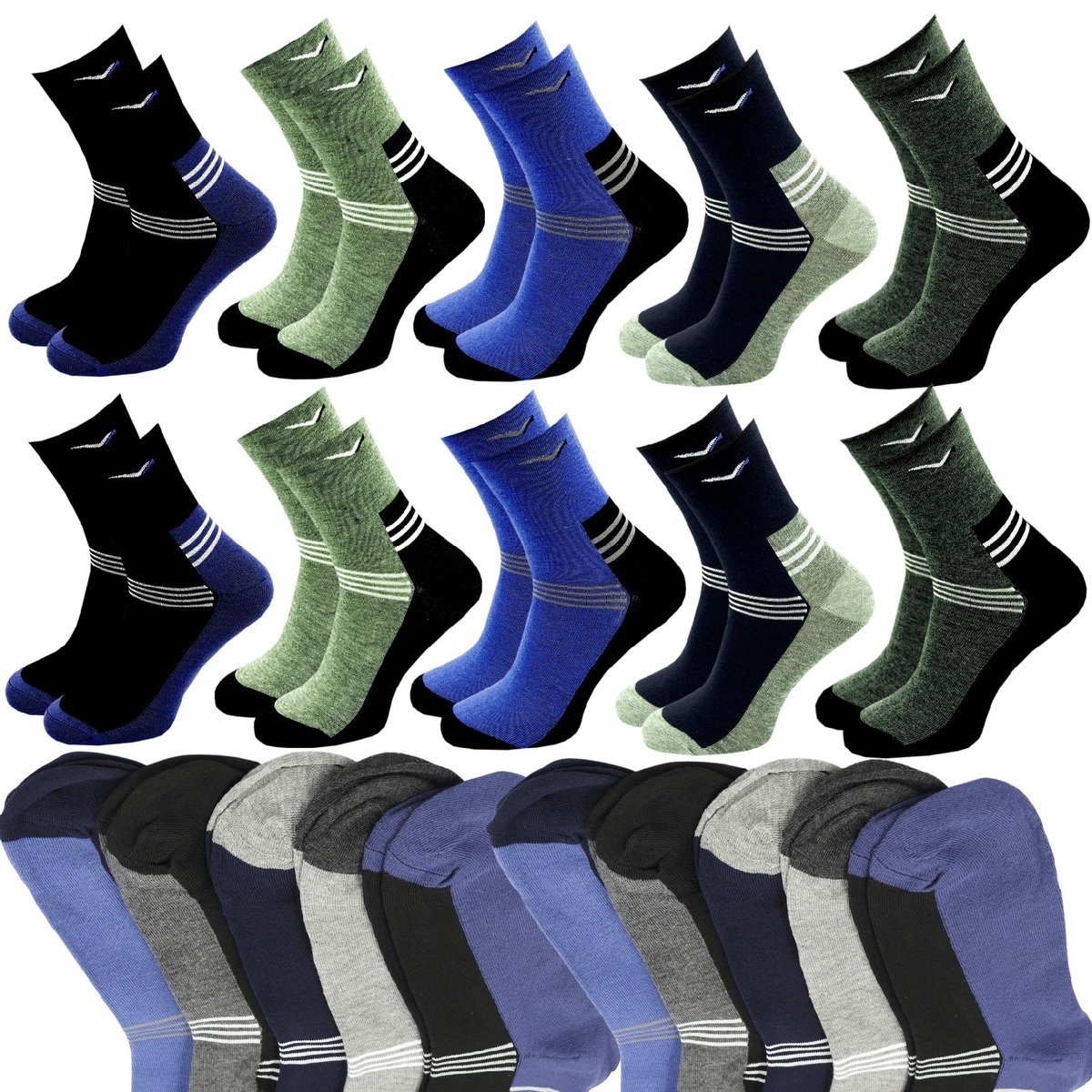 10x Skarpety Męskie BEZUCISKOWE Długie Skarpetki Bawełna 95% 42-46