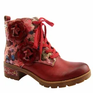 Botki damskie - Laura Vita Botki damskie skórzane COCRAILO 47 CERISE czerwone - miniaturka - grafika 1