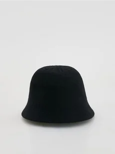 Reserved - Kapelusz bucket z wełną - czarny - Czapki damskie - miniaturka - grafika 1