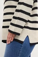 Swetry damskie - Kaffe Curve Kcmilla Knit Sweter Damski, Dolar piaskowy/czarny pasek, S duże rozmiary - miniaturka - grafika 1