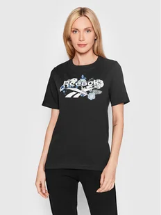 Reebok T-Shirt Floral HG4352 Czarny Regular Fit - Koszulki sportowe damskie - miniaturka - grafika 1