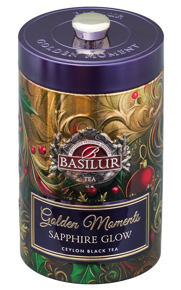 Basilur GOLDEN MOMENT SAPPHIRE GLOW herbata czarna IMBIR WANILIA CYNAMON liściasta w puszce - 100 g
