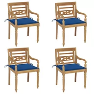 Fotele i krzesła ogrodowe - vidaXL Krzesła Batavia z poduszkami 4 szt. lite drewno tekowe 3073305 - miniaturka - grafika 1