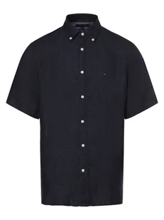 Tommy Hilfiger Męska koszula lniana Mężczyźni Regular Fit len niebieski jednolity, M - Koszule męskie - miniaturka - grafika 1