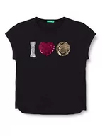 Koszulki dla dziewczynek - United Colors of Benetton Koszulka dziewczęca 3096c10aq, czarna 100, 170 cm, Czarny 100, 170 - miniaturka - grafika 1