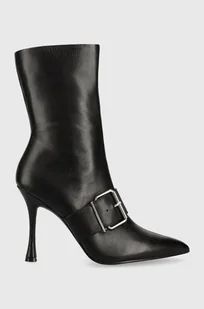 Steve Madden botki skórzane Banter damskie kolor czarny na szpilce SM11002605 - Botki damskie - miniaturka - grafika 1