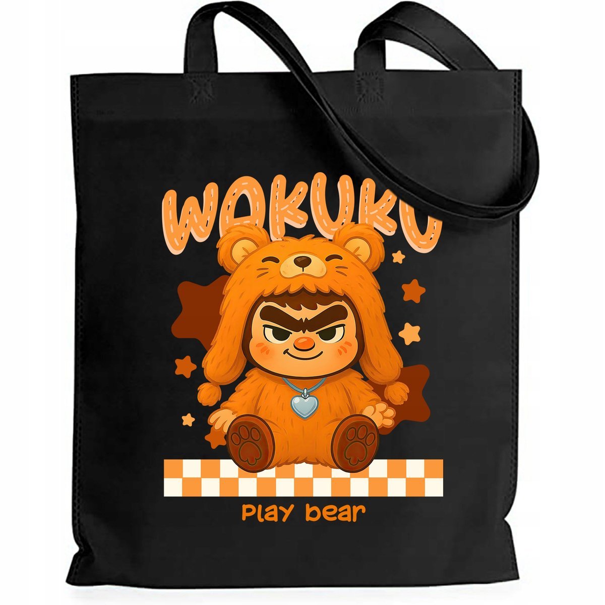 Torba Czarna EKO Shopper PLAY BEAR Na Zakupy Na Prezent Święta Wzory