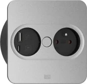 Gniazdka elektryczne - Bachmann TWIST 2 1xUTE 1xUSB A/C 22W 0.2m GST18 srebrny kwadratowy - miniaturka - grafika 1