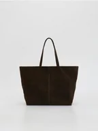 Torebki damskie - Reserved - Torebka shopper z imitacji zamszu - ciemnobrązowy - miniaturka - grafika 1