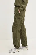Spodnie damskie - Superdry spodnie bawełniane kolor zielony szerokie high waist W7011070A-2LX - miniaturka - grafika 1