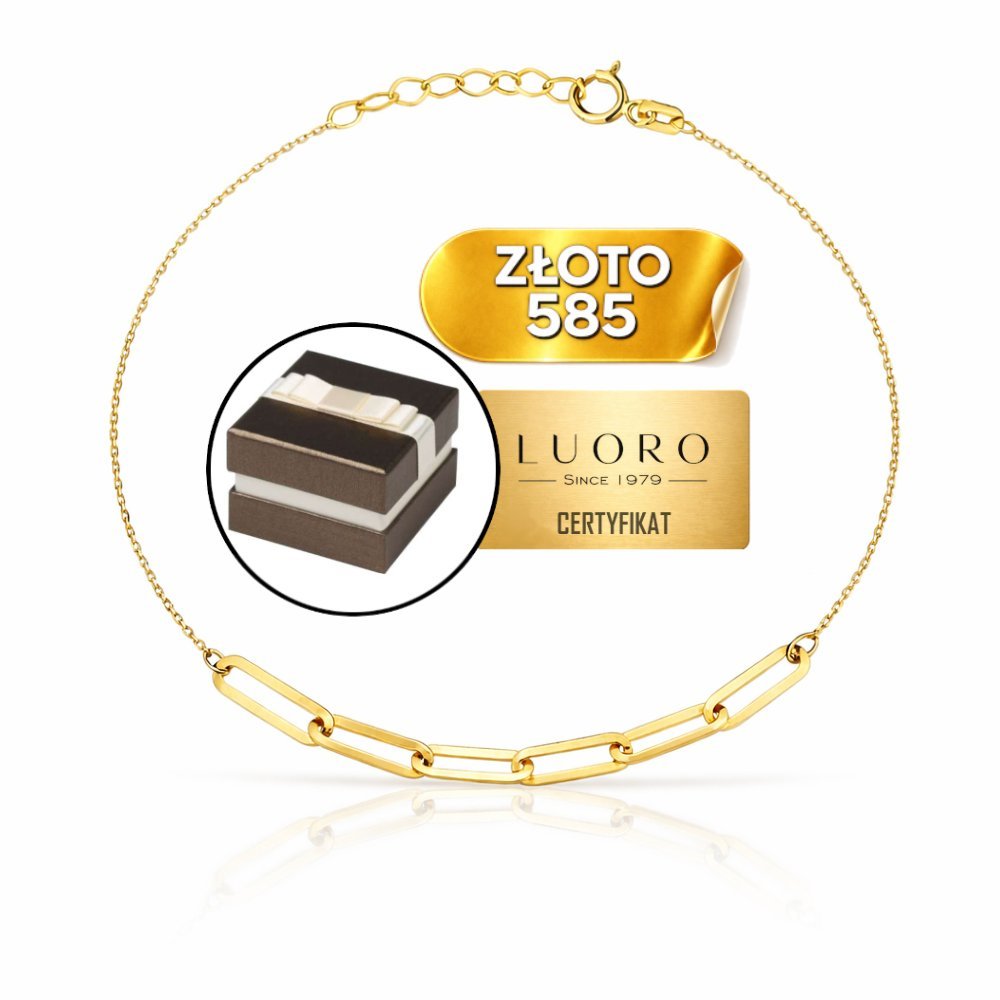 BRANSOLETKA ZŁOTA 585 14K OGNIWA SZEŚĆ SPLECIONYCH 17 CM REGULOWANA