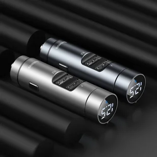 Baseus Energy Column Transmiter FM Bluetooth 5.0 ładowarka samochodowa 2x USB 3,1A QC3.0 srebrny (CCNLZ-0S) - Ładowarki samochodowe - miniaturka - grafika 6