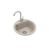 Zlewozmywaki - Zestaw zlewozmywak granitowy Oval 1 komora bez ociekacza pure sand ø51 x 21,5 Miló - miniaturka - grafika 1