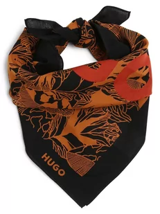 HUGO - <ul><li>kwadratowy kształt</li><li>proste krawędzie</li><li>tkanina bawełniana</li><li>wymiary: ok. 53 x 53 cm</li></ul>, brązowy|czarny - Apaszki i szaliki damskie - miniaturka - grafika 1